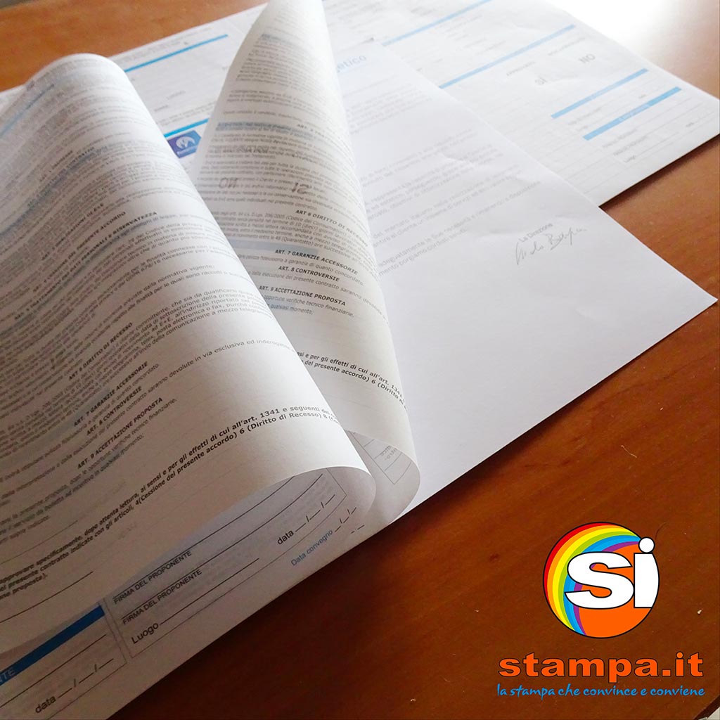 Contratti Stampati su Fascicoli in Carta Chimica A3 | SISTAMPA